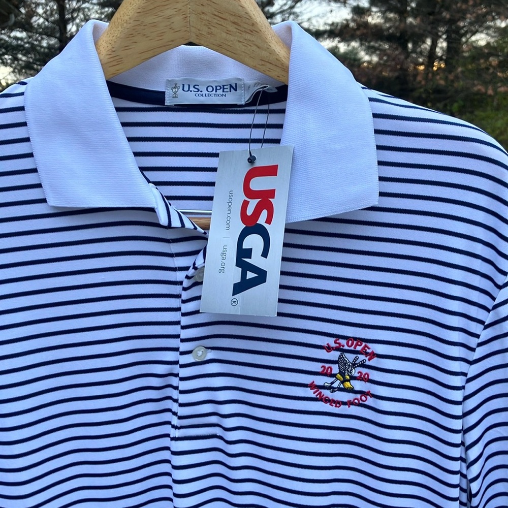 NWT sz M USGA ss polo white navy made by Ralph Lauren
